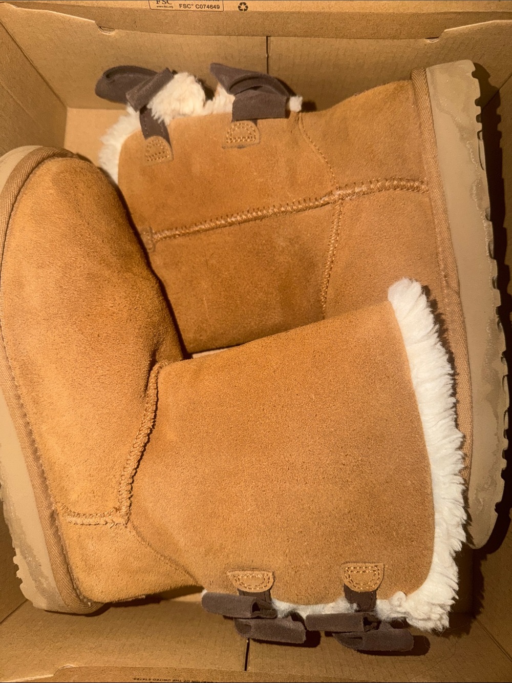 UGG Chestnut Suede Shearling Lined Winter Boots w Bows :)